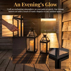 TRIROCKS Set of 2 Black Decorative Lanterns 13"&10" H Metal Candle Holders with Tempered Glass for Christmas Home Decor Living Room Parties Wedding Halloween Tabletop Indoors Outdoors - Image 6