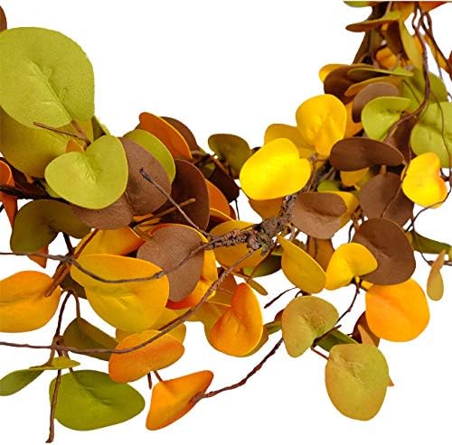 20 inches Autumn Eucalyptus Leaves Wreath Thanksgiving Rustic Wreath for Front Door Decoration Rustic Farmhouse Decor, Home Wall Haning Decor,Indoor/Outdoor Use (20in) - Image 6