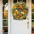 24 Inch Fall Wreaths for Front Door Outside with Sunflowers,Pumpkins,Leaves - Image 5
