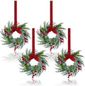 Small Christmas Wreaths 4Pcs, 10 Inch Mini Wreaths for Kitchen Cabinets, Christmas Door Wreath, Small Christmas Wreath for Fireplace Window Farmhouse Indoor Home Decorations by JUSTOTRY