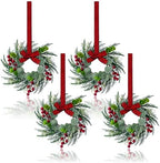 Small Christmas Wreaths 4Pcs, 10 Inch Mini Wreaths for Kitchen Cabinets, Christmas Door Wreath, Small Christmas Wreath for Fireplace Window Farmhouse Indoor Home Decorations by JUSTOTRY