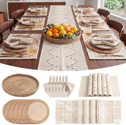 Britimes Table Runner Set, 26 Pack, for Kitchen Decor, Boho Farmhouse by Britimes