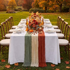 6 Pcs Terracotta and Sage Green Cheesecloth Table Runner 118" - Image 4