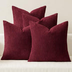 MIULEE Soft Corduroy Decorative Throw Pillow Covers Burgundy 16x16 by MIULEE