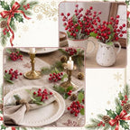 Cindeer 24 Pack 7.5" Christmas Mini Artificial Burgundy Berries Picks - Image 4