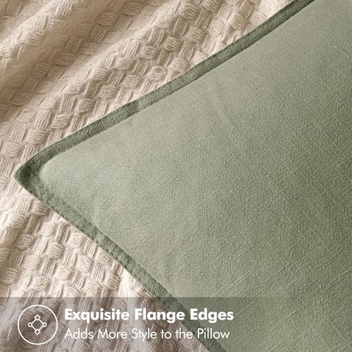 MIULEE Decorative Linen Euro Sham Pillow Covers 26x26 Sage Green - Image 2