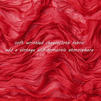 35x72 Inch Red Cheesecloth Table Runner Christmas Valentine Wedding Decor - Image 3