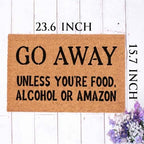 Funny Coir Doormat Go Away Unless You're Food Alcohol or Amazon Welcome Front Porch Decor Doormats For The Entrance Way Personalized Rugs Heavy-Duty PVC Back Non Slip Outdoor Mat 23.6 x 15.7 inch - Image 5