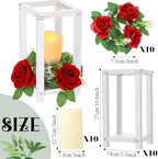 Hushee 30 Pcs Wooden Wedding Lantern Centerpiece, Red Rose, White - Image 2