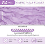 YMHPRIDE 12 Pack Cheesecloth Table Runner 35x120in Lavender Table Runner - Image 2
