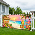 ANNA QUEEN 7x16 ft Garage Door Banner,Reusable Large Outdoor Backdrop for Tropical,Patriotic,Graduation and Christmas Party Decorations (Hawaiian Tropical Beach) - Image 7