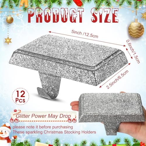 Huwena Metal Christmas Stocking Holders Shiny, Stylish, Silver, 4 Pcs - Image 3