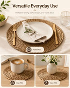 GYKLE Woven Placemats Set of 20, 11.8Inch Round Placemats - Image 5