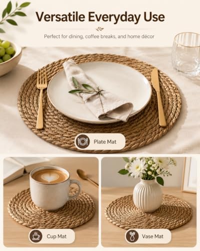 GYKLE Woven Placemats Set of 20, 11.8Inch Round Placemats - Image 5