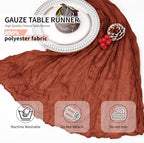 12 Pack Terracotta Cheesecloth Table Runner 10Ft, Christmas Table Runner 21.5 x 120 inch, Burnt Orange Semi Sheer Cheese Cloth Fabric Thanksgiving Runner Bulk for Wedding,Party,Bridal Shower - Image 4