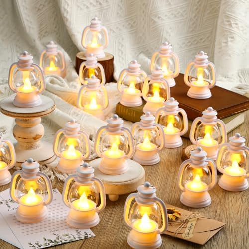 Ferraycle 24 Pcs Mini Lanterns Bulk 4 Inch White Lamp Table Centerpieces - Image 6