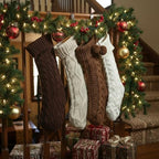 Shyyween 4 Pack Cable Knit Christmas Stockings 18 Inch Farmhouse Large Rustic Neutral Knitted Stockings Ornaments Hanging Xmas Decorations for Family Holiday Party Decor(Stylish Style) - Image 3
