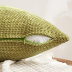 MIULEE Soft Decorative Chenille Fall Pillow Covers Rust Yellow Green 18x18 - Image 3