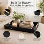 Luxury Black Ottoman Tray with Gold Handles – 12x17 Large Decorative Serving Tray for Coffee Table, Couch, Breakfast in Bed & Home Décor – Modern Wood Display Tray - Image 6