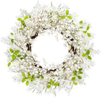 LLZLL White Wreath 20 Inch Winter Wreaths for Front Door Artificial Forsythia Wreath with White Berries for Winter Christmas Farmhouse Indoor Outdoor Porch Wall Window Decor - Image 6