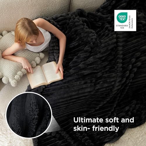 Bedsure Soft Cal King Size Blanket for Bed Black 102"x96" - Image 4