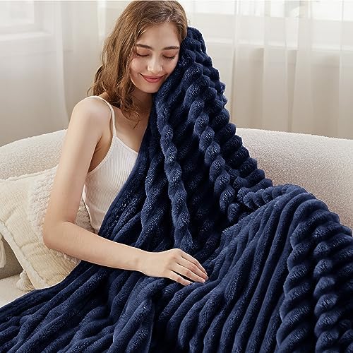 Bedsure Soft Twin XL Blanket for Bed Dorm Navy Blue 66"x90" - Image 4