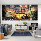 6 * 13FT Eagle Flag God Bless The UAS Garage Door Cover Decorations Independence Day Garage Door Banner for Outdoor Indoor Patriot Party Photography Backdrop - Image 6