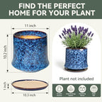 11 Inch Ceramic Planter Pot with Saucer Drainage Leak-Proof Mesh,Flower Pots for Lavender with Gardening Gloves,Ceramic Planter for Orchid(Peacock-Blue) - Image 6