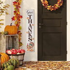 Glitzhome 42"H Thanksgiving Wooden Give Thanks Porch Sign, Vertical Farmhouse Hanging Sign Pumpkin Turkey Porch Décor for Fall Harvest Thanksgiving Autumn Indoor Outdoor Decorations - Image 3