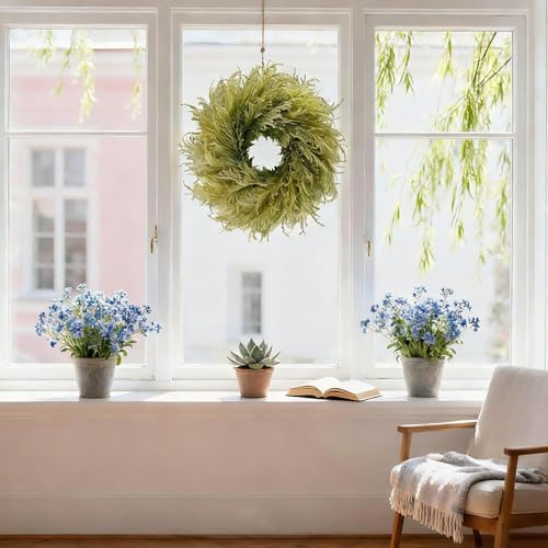 HipTree 28 Inch Spring Farmhouse Green Flocked Cypress Wreath Outdoor - Image 4