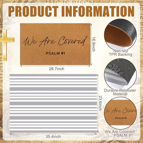 Drydiet 2 Pcs Christian We are Covered Psalm 91 Christian Door Mat - Image 3