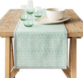 Over&Back 18x108 Hand-Blocked Printed Cotton Table Runner - Washable Table Runners for a Custom Home Decor Tablescape - Perfect for Coffee Table, Dinner Table, Living Room, and More - Green Leaf by overback