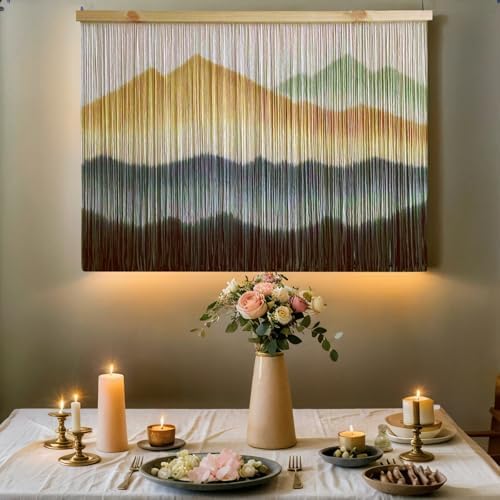 laddawan Extra Large Macrame Wall Hanging Dip-Dyed Tapestry Modern Wooden Home Wall Art For Living room Boho Handmade Wall Decor For Bedroom (Coffee) - Image 5
