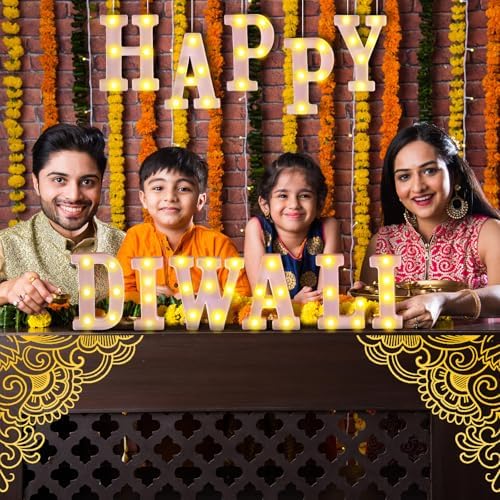 Aurelema 11 Pcs Happy Diwali Decorations, LED Letter Lights Sign - Image 5