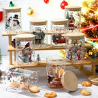 Potchen 8 Pcs Christmas Glass Storage Jars 19oz Christmas Canister Set with Airtight Lid Cookie Candy Jar for Winter Xmas Snowman Santa Kitchen Countertop Food Containers, 5.1 x 3.3 Inches(Christmas) - Image 5