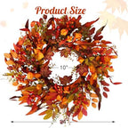 24 inch Berry Branches Fall Wreath for Front Door with Colorful Leaves - Image 5