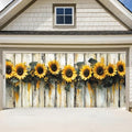ANNA QUEEN Sunflower Garland Garage Door Banner 6 x 13FT, Rustic Sunflowers with Wooden Fence, Outdoor Spring and Summer Decoration for Garden Parties Home Decor by ANNAQUEEN