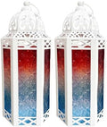 Vela Lanterns Decorative Indoor Candle Holder, Red/White/Blue, M, 2-Pack by VelaCandleLanterns