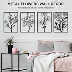 Metal Flower Wall Decor Art Living Room, Black Floral Wall Art Home Decor - Image 3