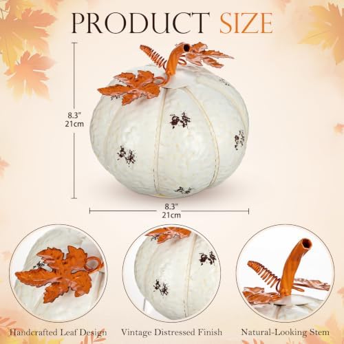 Metallic Fall Pumpkin Decor, Handcrafted Harvest Autumn Table Accent - Image 2