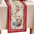 patdrea Designer Farmhouse Linen Extra Long Table Runner,Rustic Cottage Mauve with Rooster and Floral Pattern Fabric Table Mat,Decoration for Kitchen Dining Christmas New Year Banquet, 12"*118" by patdrea