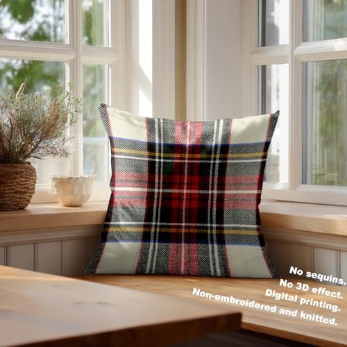 Batmerry Scottish Tartan Throw Pillow Covers, Green Wool Plaid Symmetric Square Fashion Decorative Pillow Covers Digital Printing Blended Fabric for Couch Sofa Bed Invisible Zipper 24X24 in(Set of 2) - Image 4