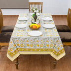 Home Spun & Crafts 72x180 Inches Rectangle Hand Block Print Tablecloth, 100% Cotton, Yellow Green Floral Table Cloths Washable, Traditional Indian for Dining Outdoor Thanksgiving Halloween Christmas - Image 4