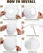 Treela 30pack White Chinese Paper Lanterns for Wedding Party Decor, 10" - Image 2