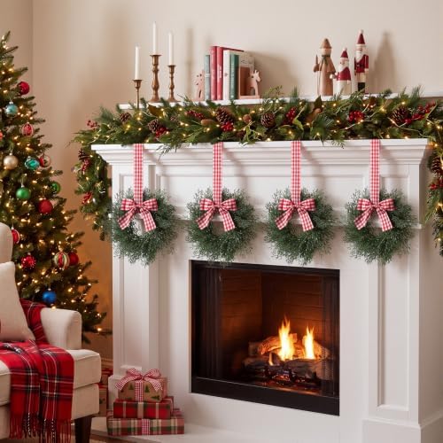 6 Pack 10 Inch Small Christmas Wreaths for Kitchen Cabinet - Image 7