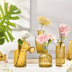 KOIUEYW Amber Gold Glass Bud Vases Set of 24, Vintage Small Vases for Flowers, Clear Crystal Mini Style in Bulk, Small Flower Glass for Centerpieces Wedding Decorations Home Party Decor - Image 5
