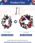 BLOSMON 4th of July Patriotic Wreath for Front Door, 24 Inch - Image 3