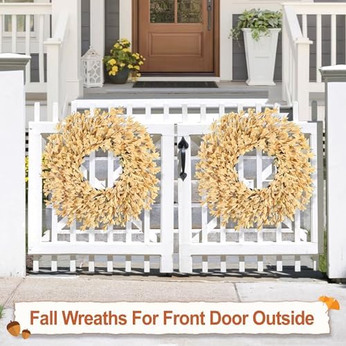 26 Inch Fall Wreaths for Front Door Large Full Autumn Wreath Outdoor Decor - Image 6