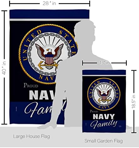 Navy Proudly Family Garden House Flag - Set Armed Forces USN Seabee United State American Military Veteran Retire Official - Decoration Banner Small Yard Gift Double-Sided Made In USA 28 X 40 - Image 2