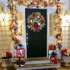 Prelit Christmas Wreath for Front Door Outside,22 inch Be Merry Wreath with red Black Buffalo Plaid Bow,Lighted Farmhouse Christmas decoration-30 LED Light/Timer,Winter Door Wreath, Porch Decor - Image 7